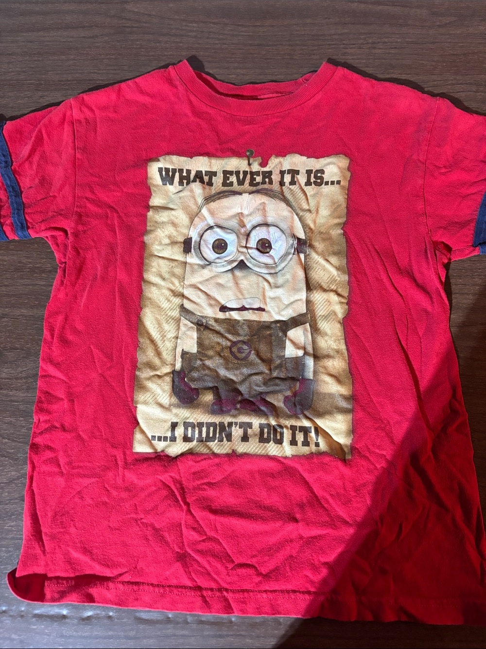 Red Minion Graphic Short Sleeve Kids Tee - Playful Character Shirt